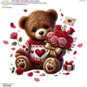 Pannello cm 25x25 Orsetto Con rose