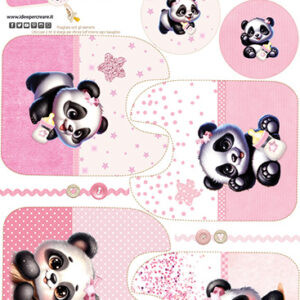 Pannello Microfibra Bavaglini Panda Rosa