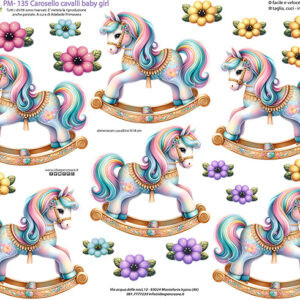 Pannello cm 40x50 Carosello Cavalli baby girl