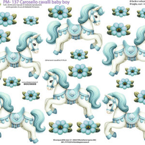 Pannello cm 40x50 Carosello Cavalli baby boy