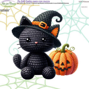 Pannello cm 25x25 Gatto nero con zucca