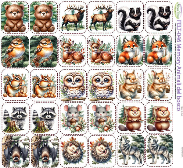 Pannello cm 50x50 Memory Animali del bosco