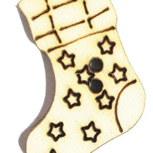 Bottoncini il legno Calza con Stelle cm 3 (bl 5 pz)