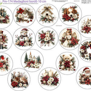 Pannello cm 40x50 medaglioni bordeaux 10 cm