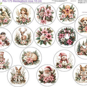 Pannello cm 40x50 medaglioni rosa 10 cm