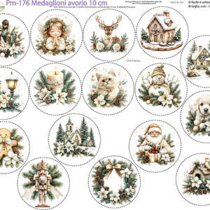 Pannello cm 40x50 medaglioni avorio 10 cm