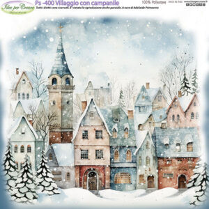 Pannello cm 25x25 Villaggio Con campanile