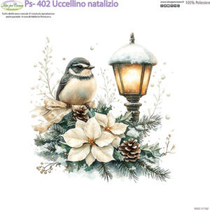 Pannello cm 25x25 Uccellino Natalizio