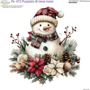 Pannello cm 25x25 Pupazzo di neve rosso