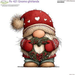 Pannello cm 25x25 Gnomo con  Ghirlanda
