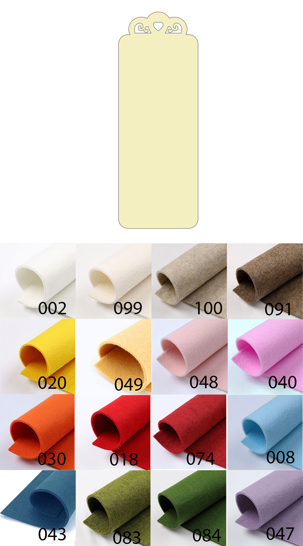 Tag Segnalibro Feltro 3 mm cm 6,5x18