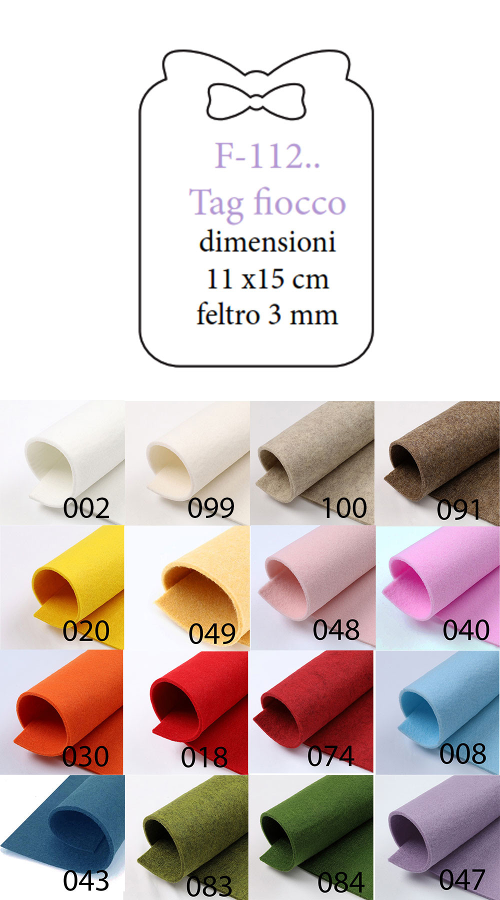 Tag in feltro cm 11x15 FIOCCO