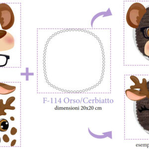 Mattonella in feltro cm 20x20 Orso/Cerbiatto