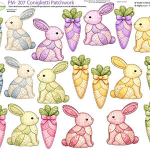 Pannello cm 40x50 Coniglietti patchwork