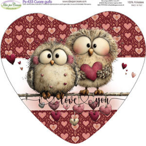 Pannello cm 25x25 Cuori con Gufi