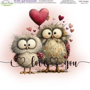 Pannello cm 25x25 Gufi innamorati