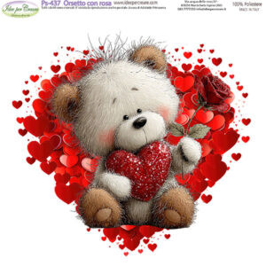 Pannello cm 25x25 Orsetto con rosa