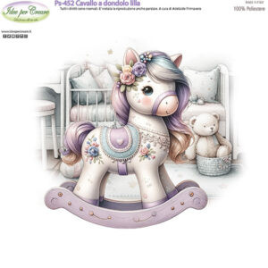 Pannello cm 25x25 Cavallo a dondolo Lilla