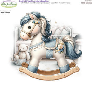 Pannello cm 25x25 Cavallo a dondolo Blu