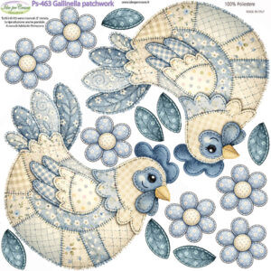 Pannello cm 25x25 Gallinella Patchwork