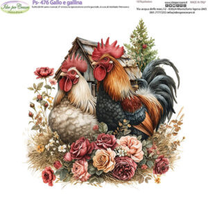Pannello cm 25x25 Gallo e Gallina