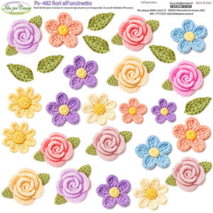 Pannello cm 25x25 Fiori all'uncinetto