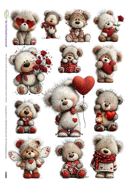 Carta Riso Orsetti Innamorati