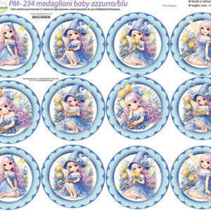 Pannello cm 40x50 Medaglioni baby Azzurri