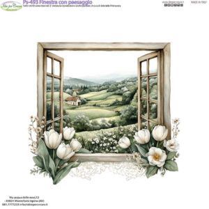 Pannello cm 25x25 Finestra con paesaggio