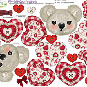 Pannello cm 40x50 Cuori e Koala