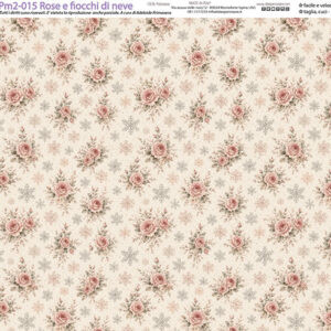 Pannello cm 40x50 Sfondo rose e fiocchi di neve