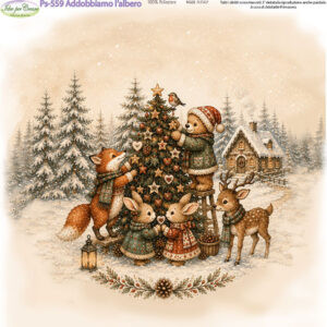 Pannello cm 25x25 Addobbiamo l'albero di Natale